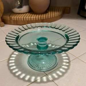 Small turquoise blue dessert/cake stand